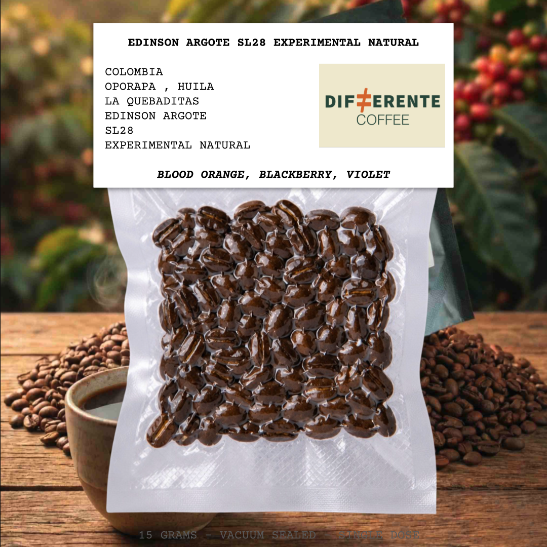EDINSON ARGOTE SL28 EXPERIMENTAL NATURAL-COLOMBIA-OPORAPA-HUILA-LA QUEBADITA-EDINSON ARGOTE-OPAQUE-EXPERIMENTAL NATURAL-ARABICA-SL28-BLOOD ORANGE, BLACKBERRY, VIOLET-DIFFERENTE-COLOMBIA