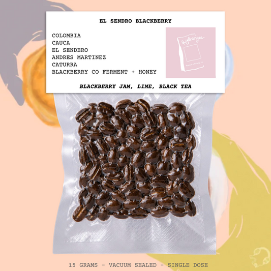 EL SENDRO BLACKBERRY-COLOMBIA-CAUCA-EL SENDERO- ANDRES MARTINEZ-OPAQUE-BLACKBERRY CO FERMENT + HONEY-ARABICA-CATURRA-BLACKBERRY JAM, LIME, BLACK TEA-HYDRANGEA-USA