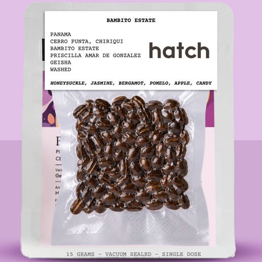 BAMBITO ESTATE-PANAMA-CHIRIQUI-VOLCAN-BAMBITO ESTATE-PRISCILLA AMAR DE GONZALEZ-TRANSPARENT-WASHED-ARABICA-GEISHA/GESHA-HONEYSUCKLE, JASMINE, BERGAMOT, POMELA, APPLE, CANDY-HATCH CRAFTED-CANADA
