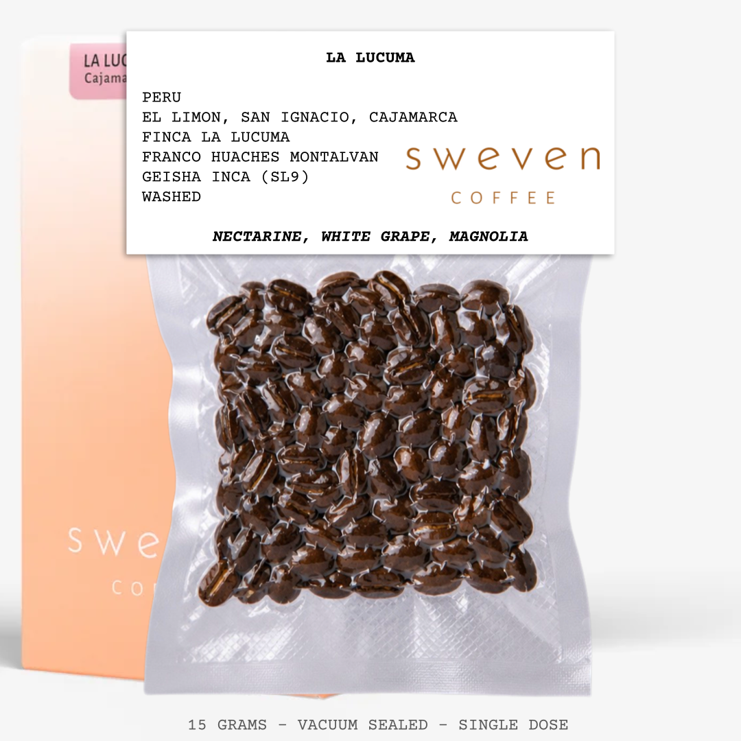 LA LUCUMA-PERU-EL LIMON, SAN IGNACIO-CAJAMARCA-FINCA LA LUCUMA-FRANCO HUACHES MONTALVAN-TRANSPARENT-WASHED-ARABICA-SL9-NECTARINE, WHITE GRAPE, MAGNOLIA-SWEVEN COFFEE-ENGLAND